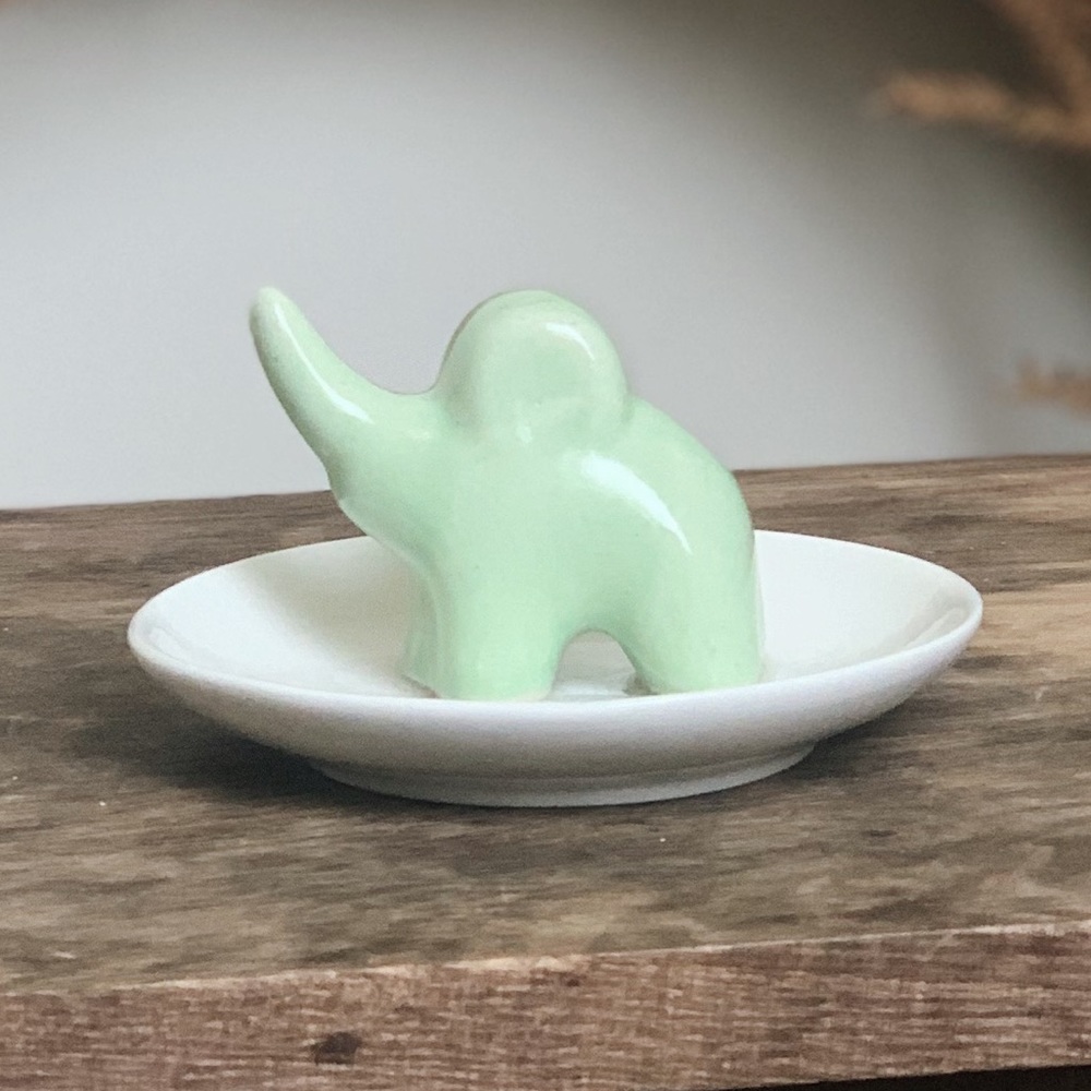 Mint Green Elephant Ring Dish Tray